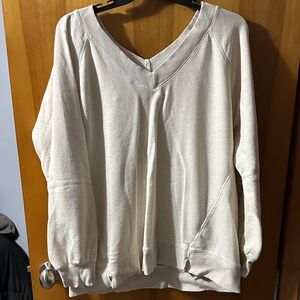 Aerie Cream Knit V-Neck Top